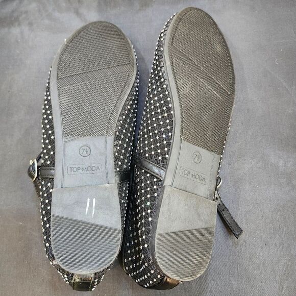 BRAND NEW TOP MODA MESH STUDDED BUCKLE STRAP COMFORTABLE BALLERINA FLA…G1 - Picture 14 of 15